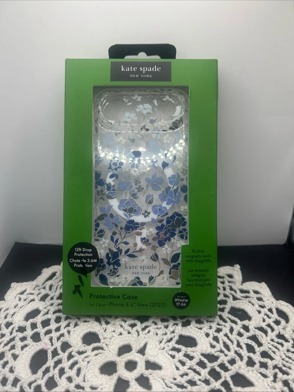 kate spade Clear Floral iPhone Case with Blue and White Flowers